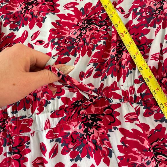 Splendid Red Mediterranean Blossom Drawstring Romper Playsuit Size M - Picture 10 of 11